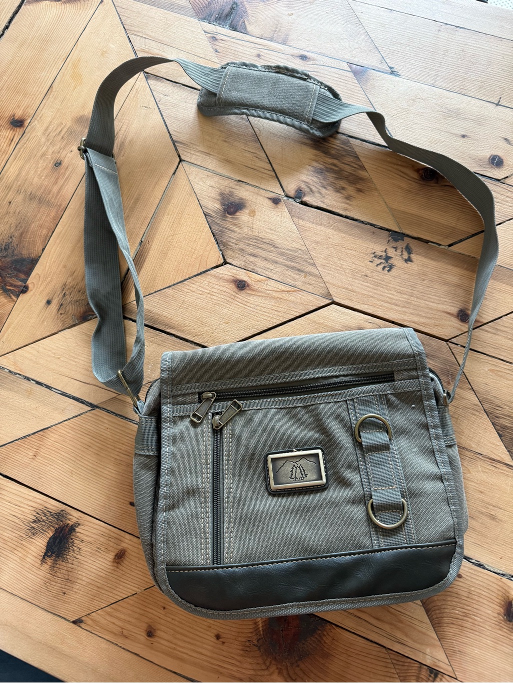 Canvas Crossbody Messenger Bag For Men Or Women  Olive Green